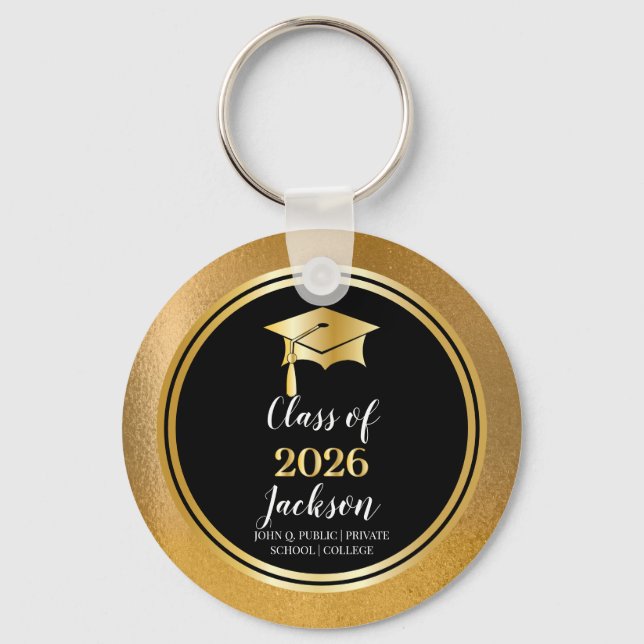 Graduation Cap with Tassel Class Year Keychain (Front)