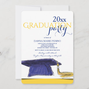 Graduation Cap Yellow Back Invitation