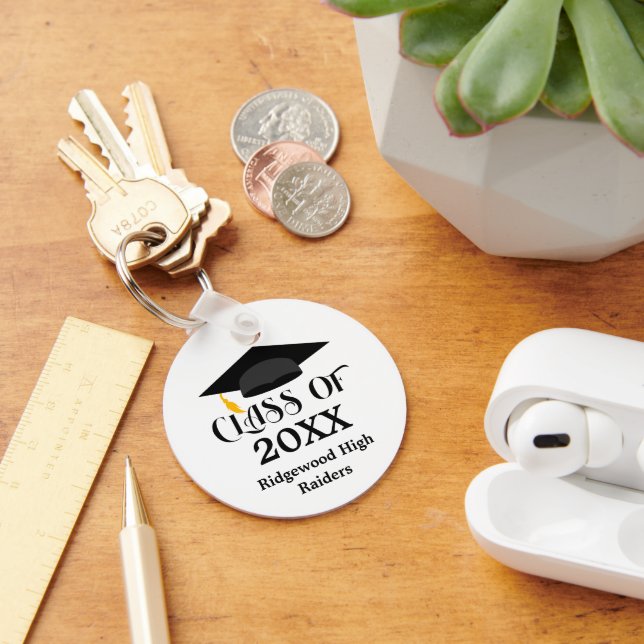 Graduation Cap Your School Name Keychain (Desk)