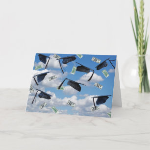 Graduation Caps and Money In Sky Card