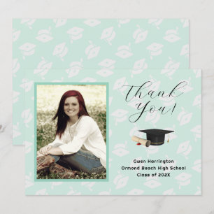 Graduation Caps Photo Thank You Message Cards