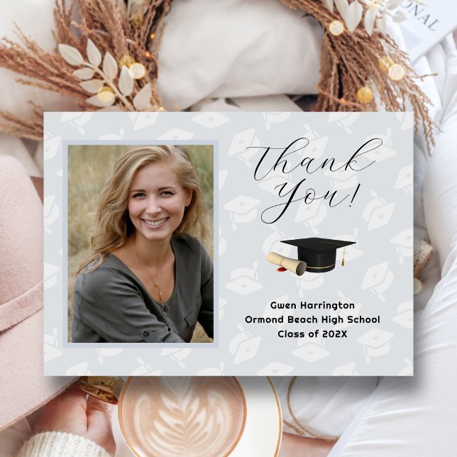 Graduation Caps Photo Thank You Message Cards (Creator Uploaded)