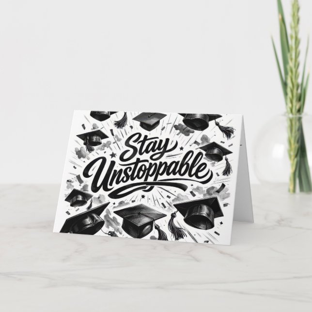 Graduation Caps with Motivational Text Card (Front)