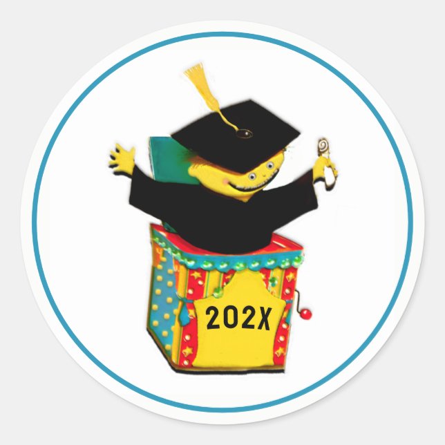 Graduation Cartoon Classic Round Sticker (Front)