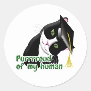Graduation Cat Classic Round Sticker