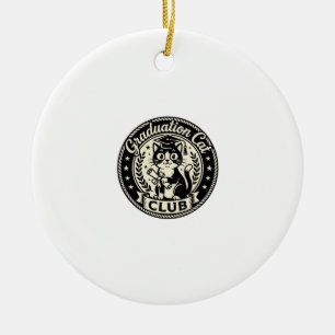 Graduation Cat Funny Cat Graphic - Graduation Cat Ceramic Ornament