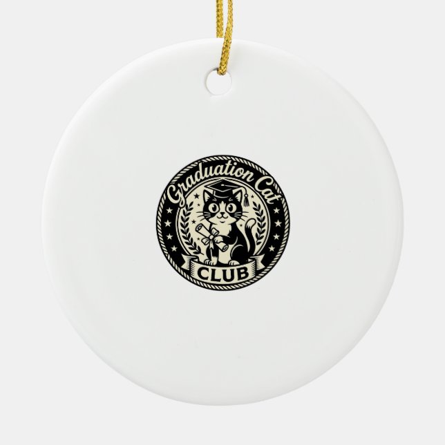 Graduation Cat Funny Cat Graphic - Graduation Cat  Ceramic Ornament (Front)