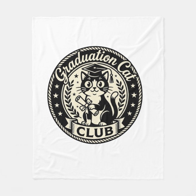 Graduation Cat Funny Cat Graphic - Graduation Cat  Fleece Blanket (Front)