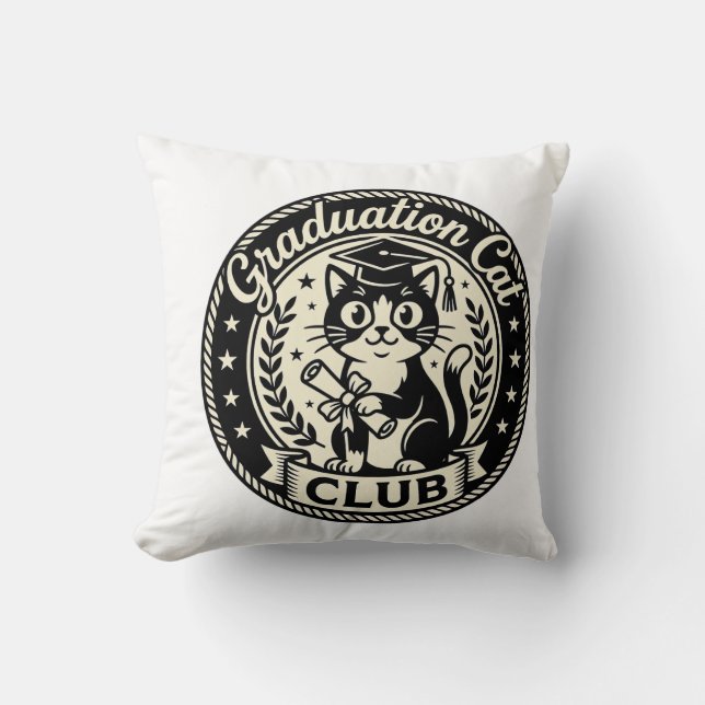 Graduation Cat Funny Cat Graphic - Graduation Cat  Throw Pillow (Front)