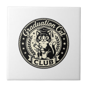 Graduation Cat Funny Cat Graphic - Graduation Cat Tile
