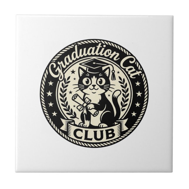 Graduation Cat Funny Cat Graphic - Graduation Cat  Tile (Front)
