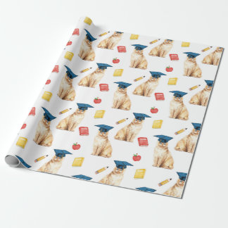 Graduation Cat Wrapping Paper, Small Pattern Wrapping Paper