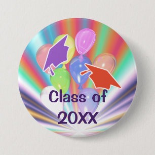 Graduation Celebration Caps and Balloons 3 Inch Round Button