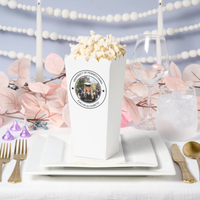 Graduation Celebration Classic Style Popcorn Favor Box (Wedding)