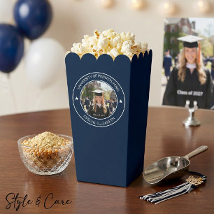 Graduation Celebration Classic Style Popcorn Navy Favor Box