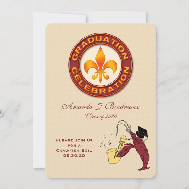 Graduation Celebration Crawfish Boil Party Invitation (Front)