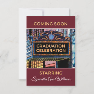 Graduation Celebration invitation on Movie Marquee