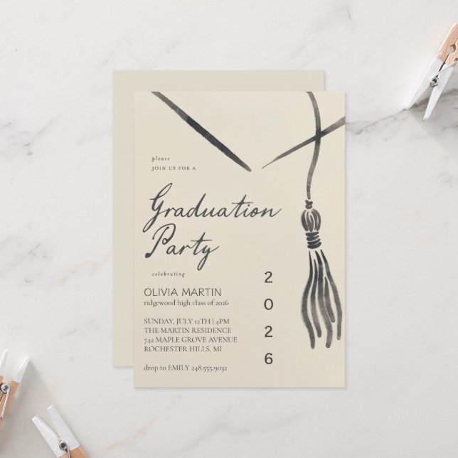 Graduation Celebration Invitation Party Template (Front/Back In Situ)
