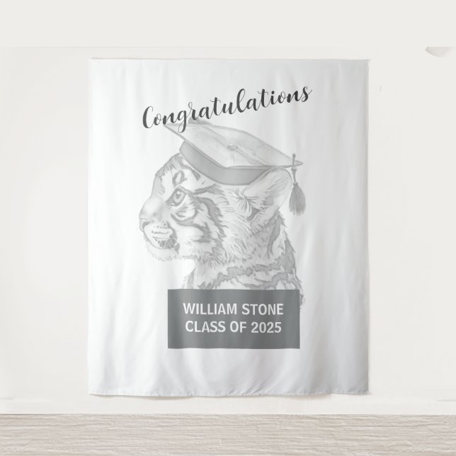 Graduation Celebratory Personalized Backdrop Tapestry (Front)