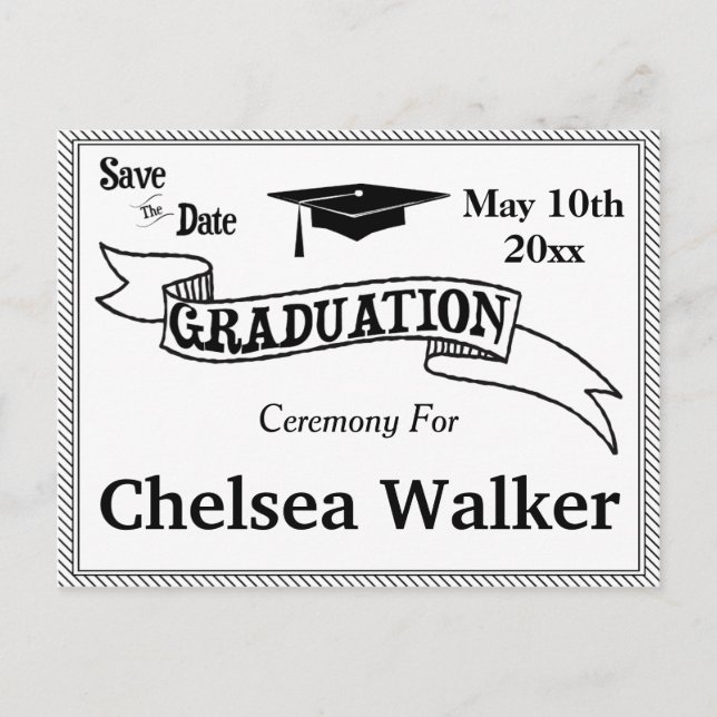 Graduation Ceremony Or Party Save The Date Announcement Postcard (Front)