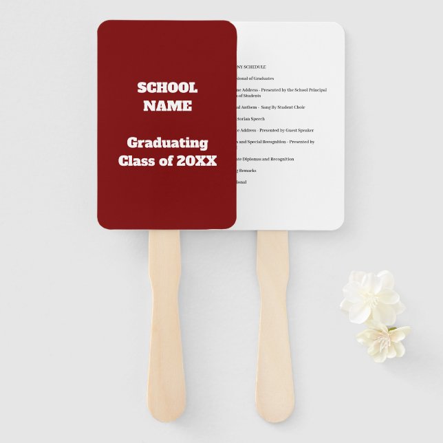 Graduation Ceremony Schedule Guest Program - Hand Fan (Front and Back)