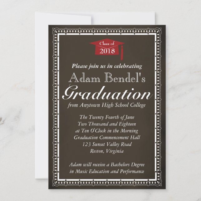 Graduation Certificate Announcement - Chalkboard (Front)
