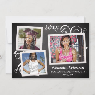 Graduation Chalkboard Photo Frames Invitation