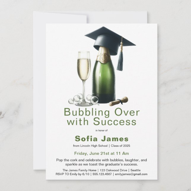 Graduation Champagne Celebration Invitation (Devant)