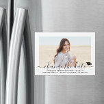 Graduation Change the Date Chic Photo Postponement Magnetic Invitation<br><div class="desc">If unexpected circumstances have caused a postponement or cancellation of your graduation party, inform family and friends of the change in plans with these simple modern minimalist save the new date magnetic invitations. Text is simple to customize to include graduate name, class year, school, or other event details. (IMAGE PLACEMENT...</div>