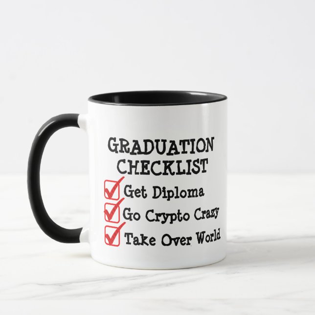 Graduation Checklist Plan Mug, Funny Grad Gift Mug (Left)
