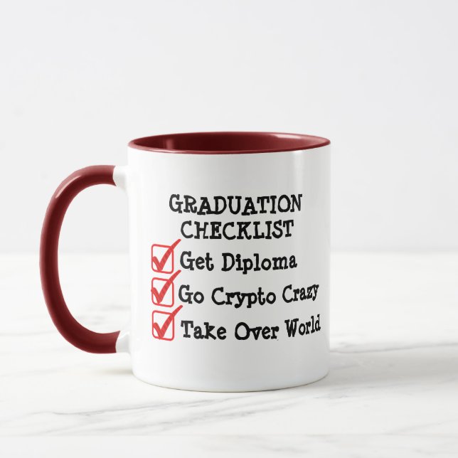 Graduation Checklist Plan Mug, Unique Grad Gift Mug (Left)