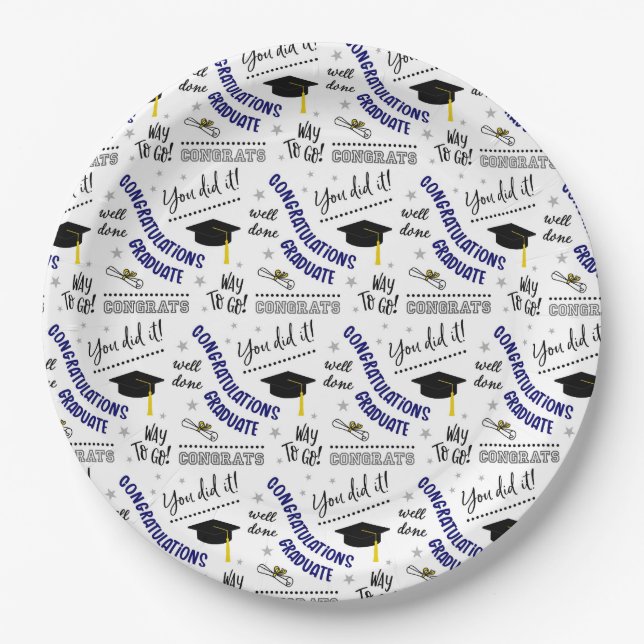 Graduation Cheer Pattern Paper Plate (Front)