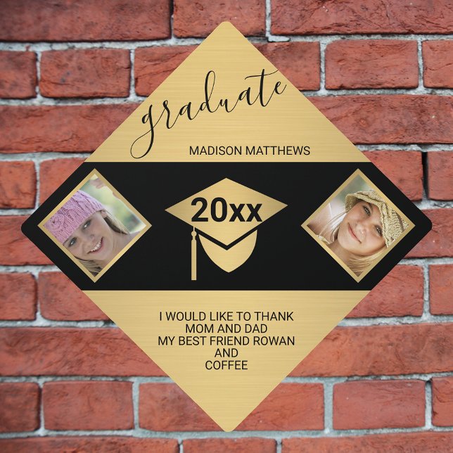 Graduation Chic Gold Script Year 2 Photo Cap Topper (Creator Uploaded)