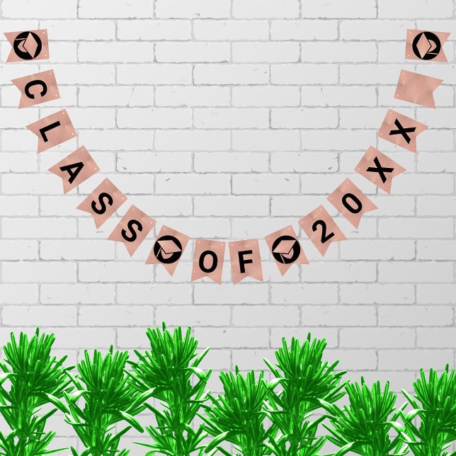 Graduation Chic Rose Gold Create Your Class Of Bunting Flags (Creator Uploaded)