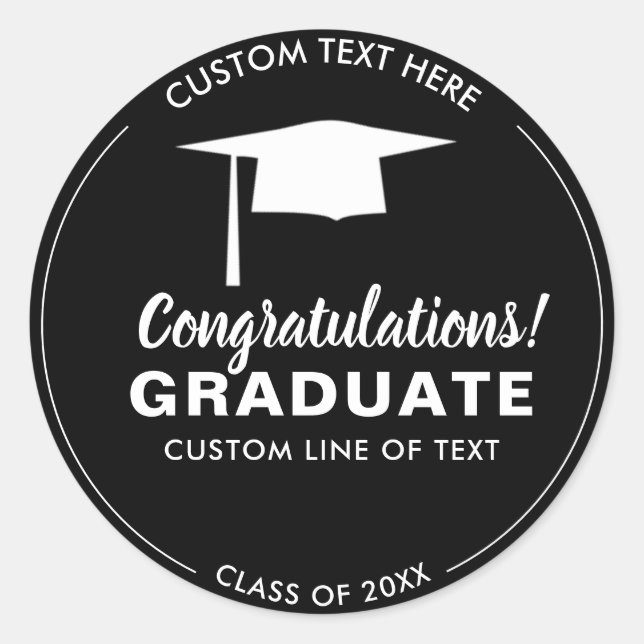 Graduation Class 20XX Grad Cap Your Colour Custom Classic Round Sticker (Front)