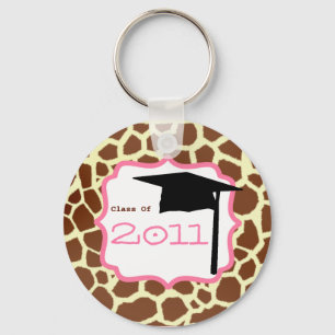 Graduation Class Of 2011 - Giraffe Print & Pink Keychain