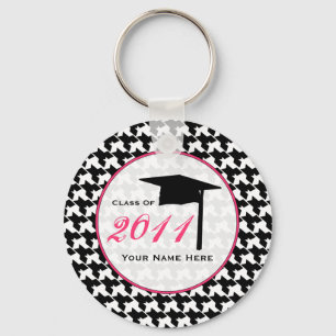 Graduation Class Of 2011 - Houndstooth & Pink Keychain