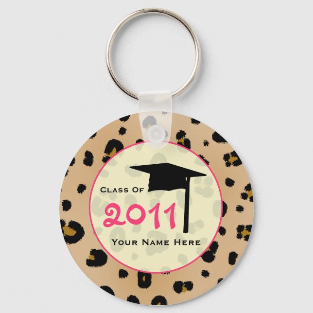 Graduation Class Of 2011 - Leopard Print & Pink Keychain (Front)