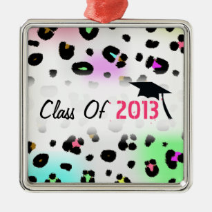 Graduation Class Of 2013 Airbrush Neon Leopard Metal Ornament