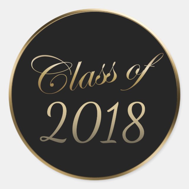 Graduation Class of 2018 Gold Border Classic Round Sticker (Front)