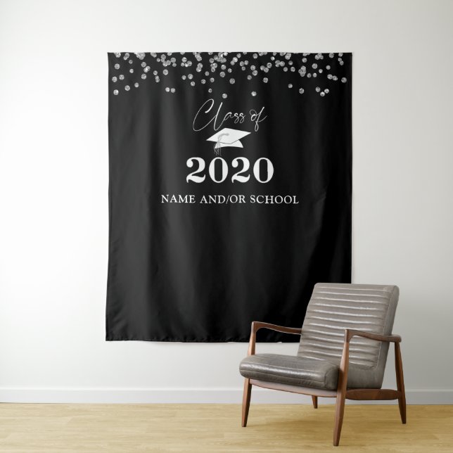Graduation CLASS OF 2020 Confetti Photo Backdrop Tapestry (In Situ)