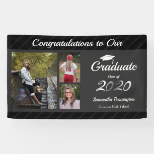 Graduation Class of 2020 Photo Collage Gray Banner