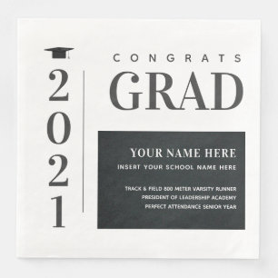Graduation Class of 2021 Fun Facts Modern Napkin