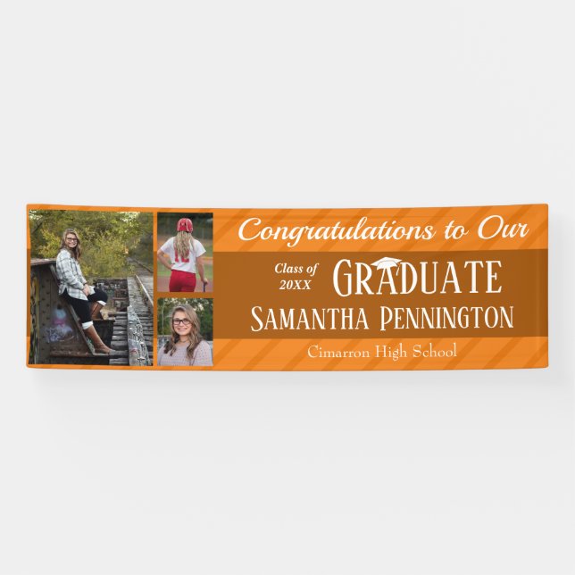 Graduation Class of 2021 Photo Collage Orange Banner (Horizontal)