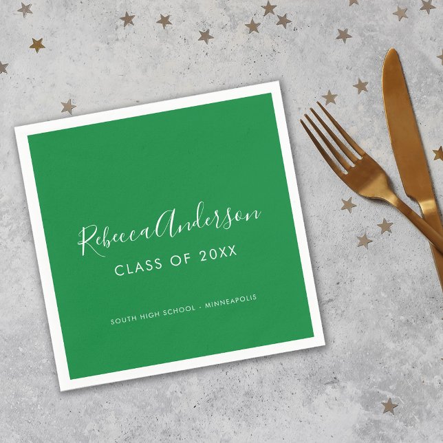 Graduation Class of 2022 Green Calligraphy Napkin (Creator Uploaded)