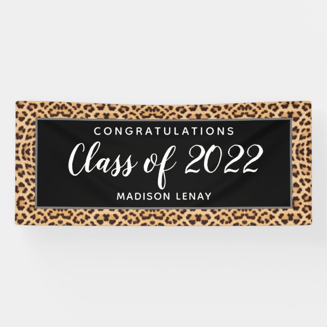 Graduation Class of 2022 Leopard Personalized Banner (Horizontal)