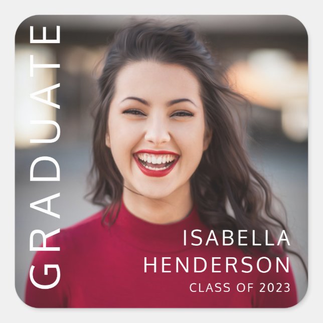 Graduation Class Of 2022 Photo  Square Sticker (Front)
