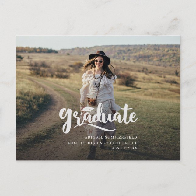 Graduation Class of 2022 Script with Photo Announcement Postcard (Front)