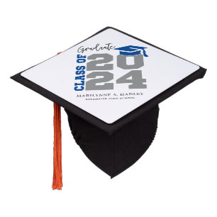 Graduation Class of 2024 Blue and Grey Graduation Cap Topper
