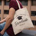 Graduation Class of 2024 Custom High School Name Tote Bag<br><div class="desc">This modern custom senior graduation tote bag features chic black and gold typography under a high school or college name for the class of 2024. Customize with your graduating year under the chic calligraphy for a great personalized graduate gift.</div>